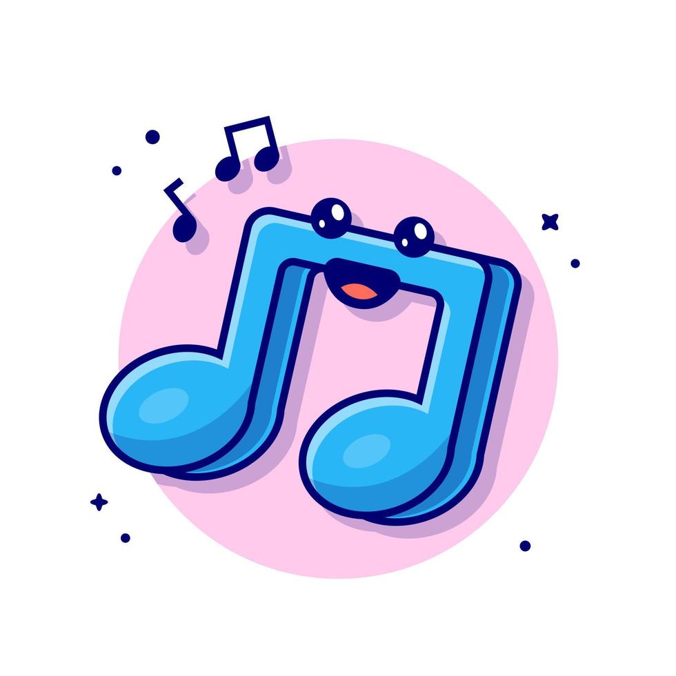 Ilustración de icono de vector de dibujos animados de nota musical kawaii lindo. concepto de icono de objeto de recreación vector premium aislado. estilo de dibujos animados plana