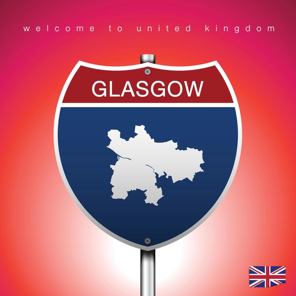 The City label and map of United Kingdom In American Signs Style vector