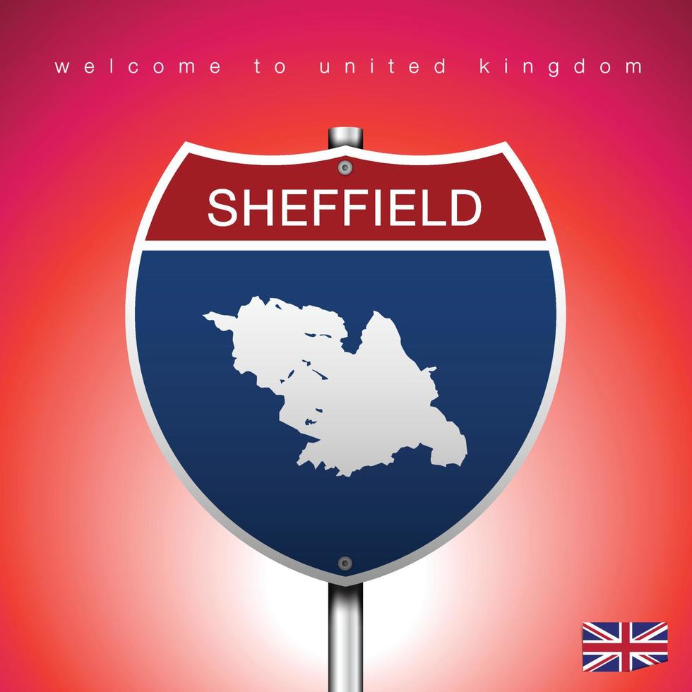 The City label and map of United Kingdom In American Signs Style vector
