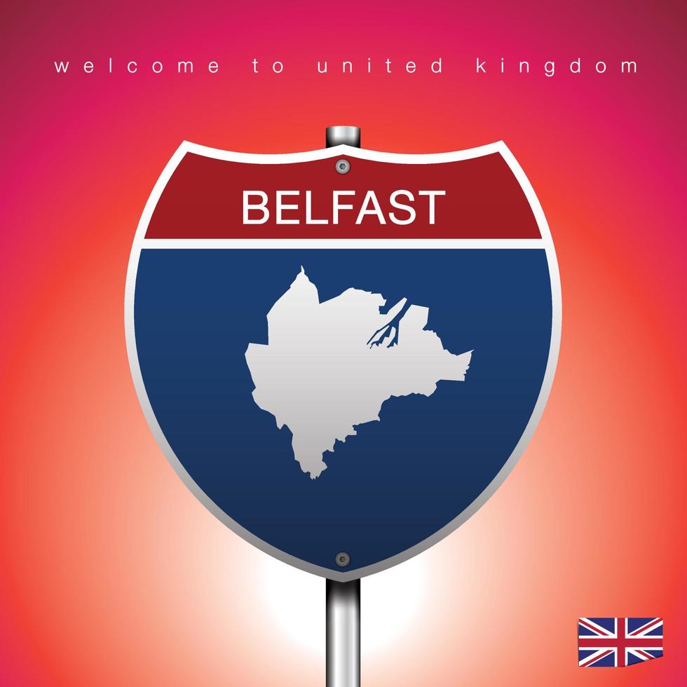 The City label and map of United Kingdom In American Signs Style vector