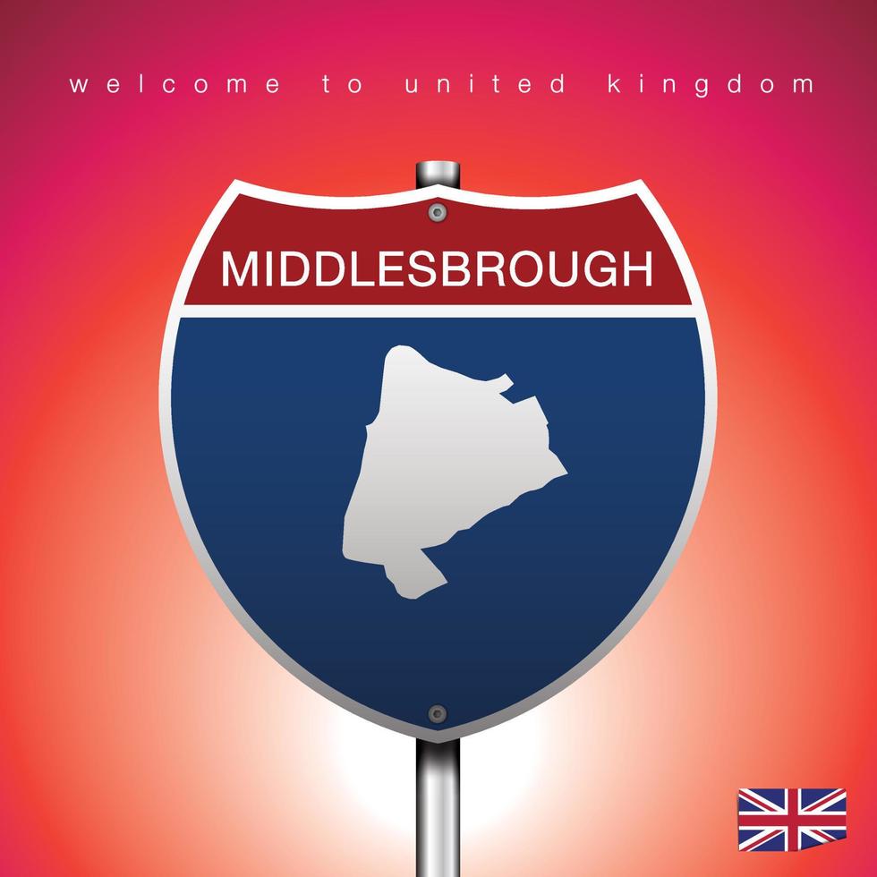 The City label and map of United Kingdom In American Signs Style vector