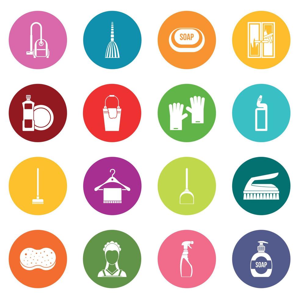 House cleaning icons many colors set vector