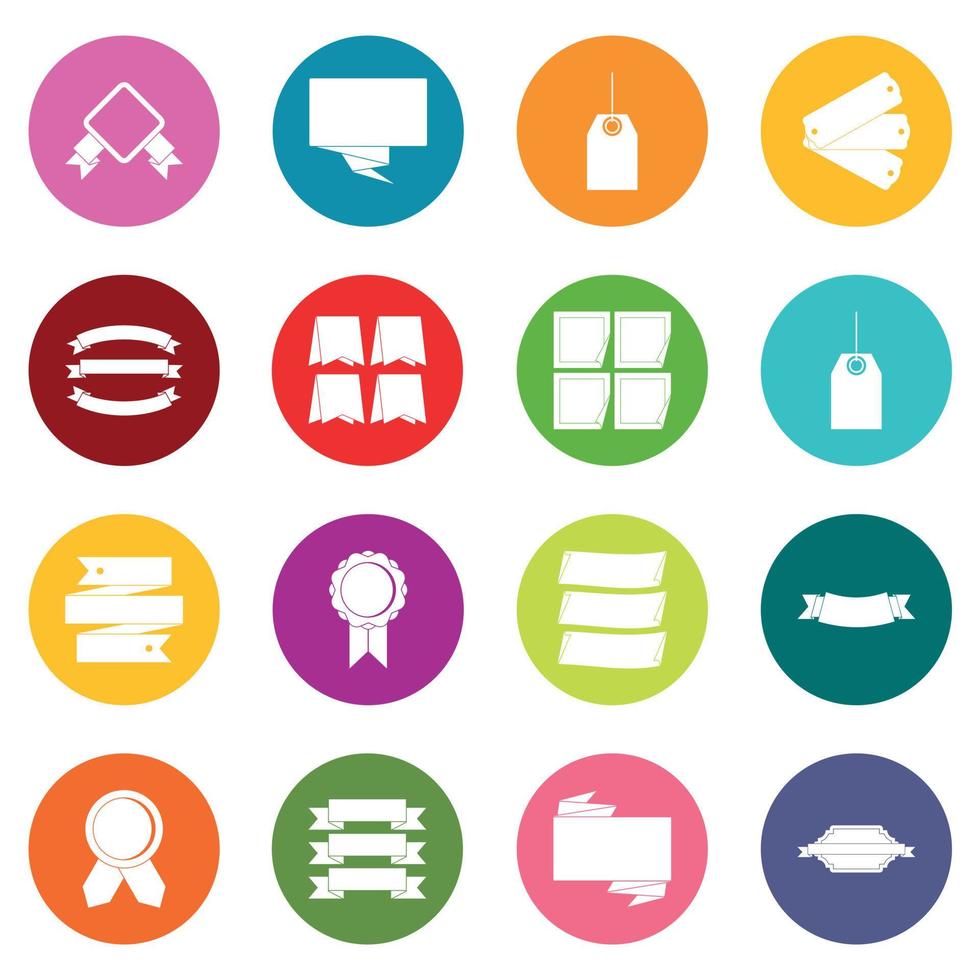 Different colorful labels icons many colors set vector
