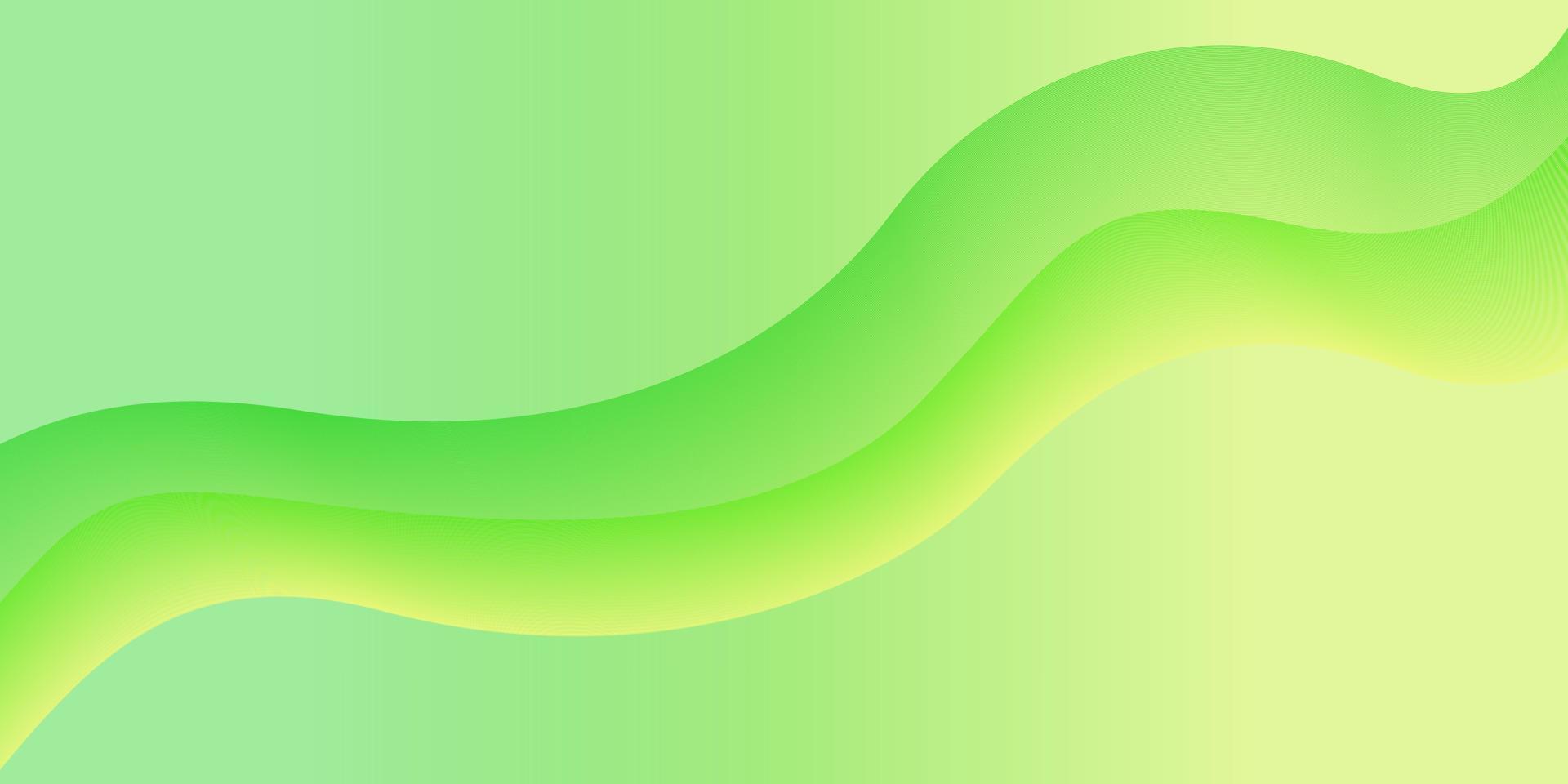 Green abstract background with wave lines. Green and yellow gradient background. vector