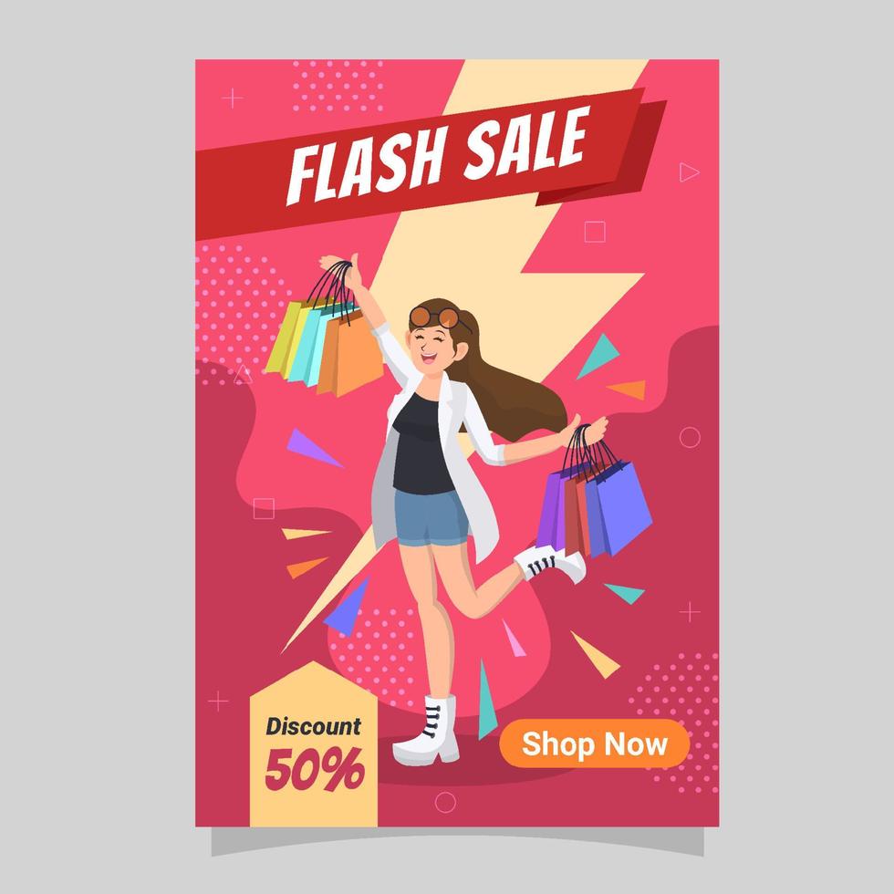 cartel de marketing de promoción de descuento de venta flash vector