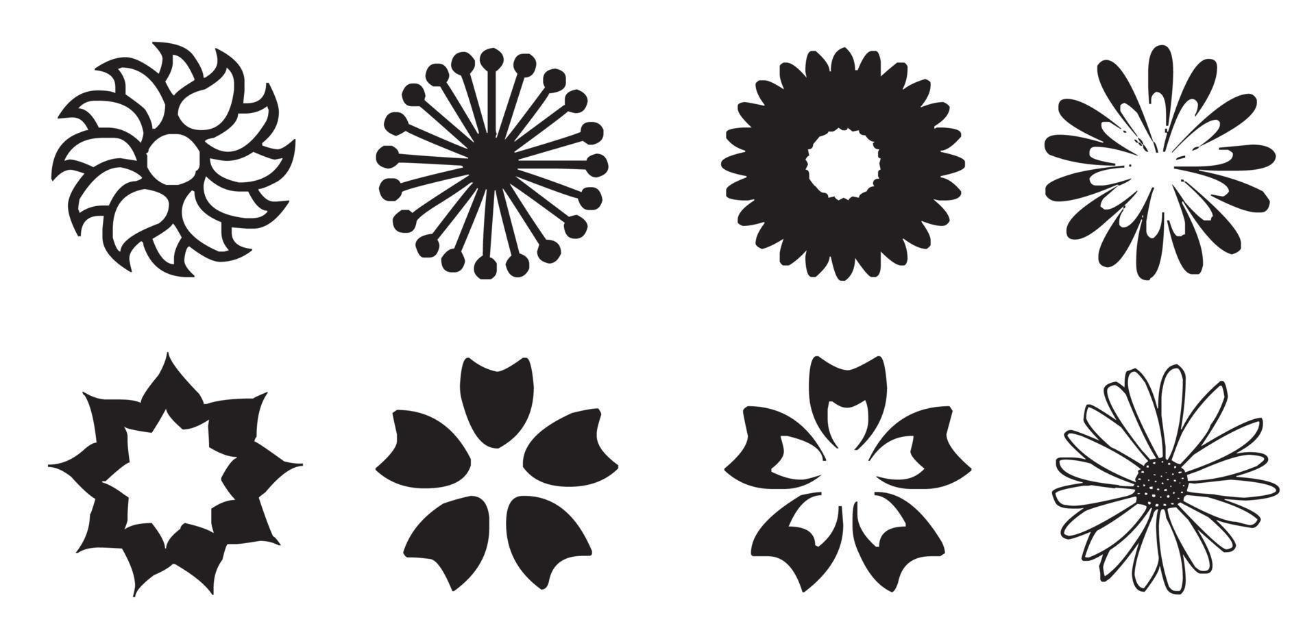 Flower icon set on white background. Vector illustration.