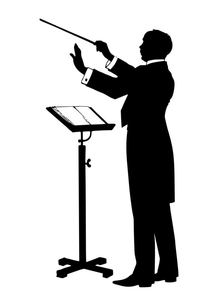 director de música, icono de música de guía de coro en un fondo blanco. ilustración vectorial. vector