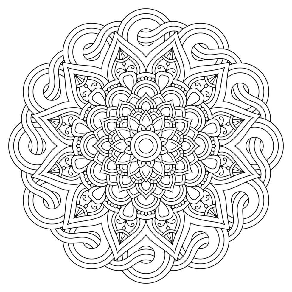 Arabesque Mandala Background, Mehndi, tattoo, Islam, Arabic, Indian. Minimal floral pattern. Coloring book page. vector