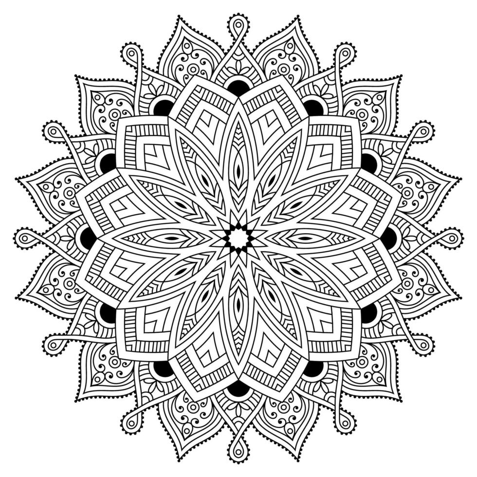 Mandala pattern art background Black and White Minimal flower pattern. Coloring book page. Pro Vector