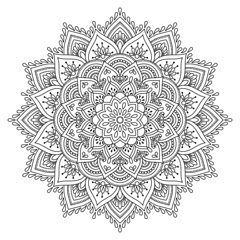 Mandala pattern art background Black and White  Minimal floral pattern. Coloring book page.Pro Vector. vector