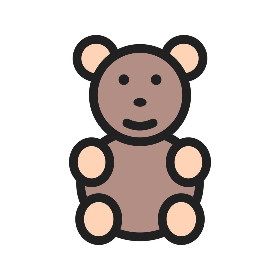 icono de línea llena de oso vector