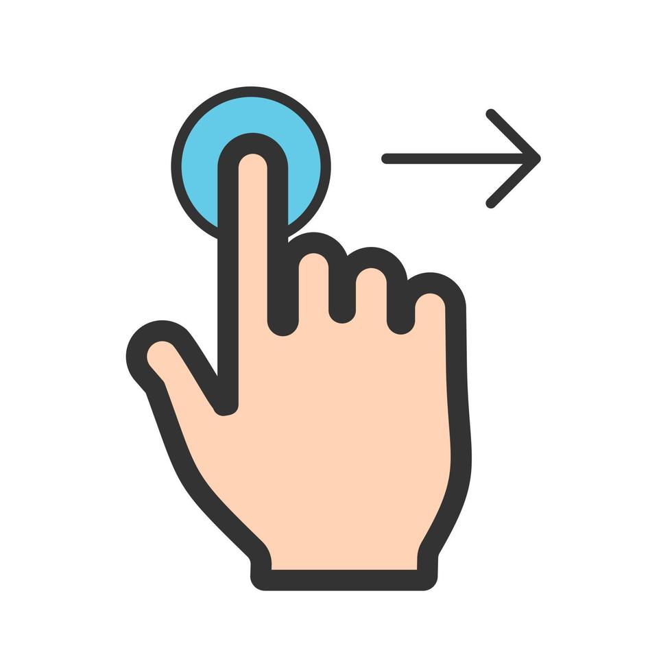 Tap and Move Right Filled Line Icon vector