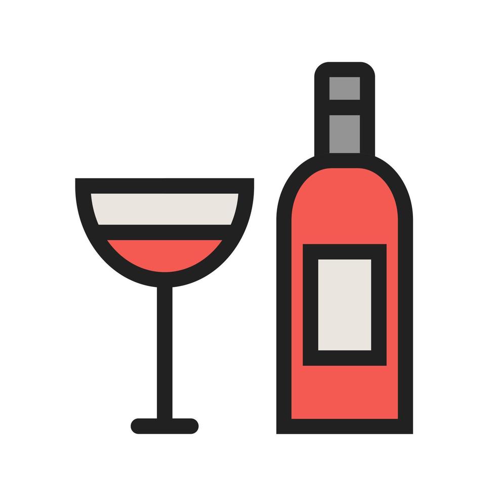 icono de línea llena de copa y vino vector