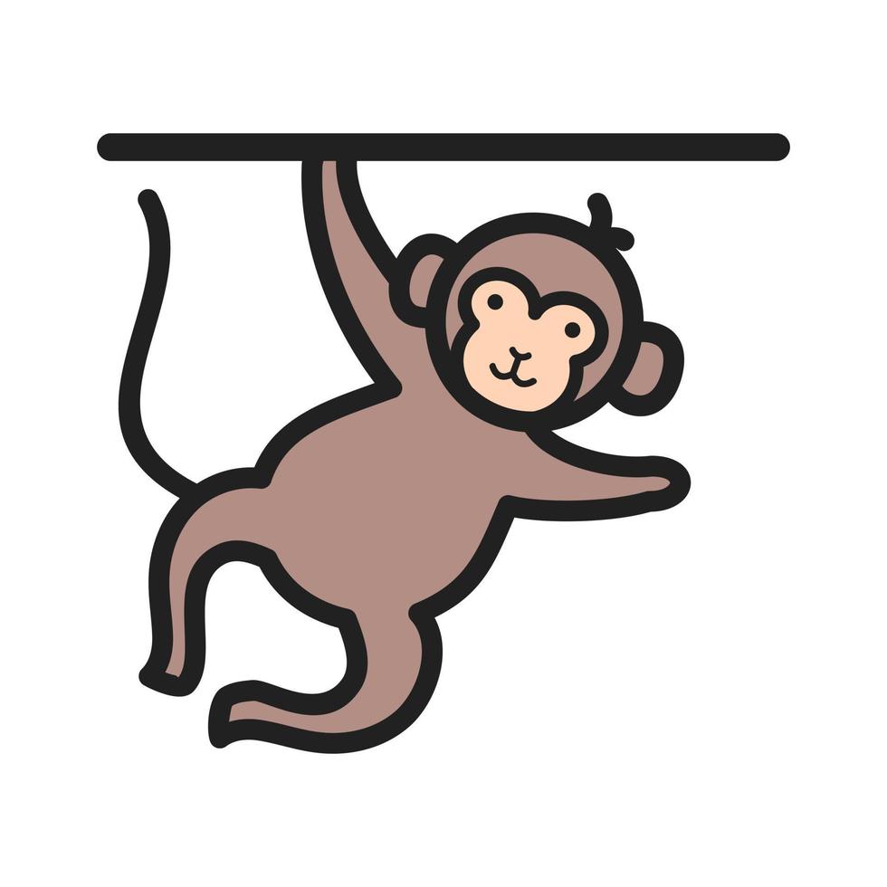 Monkey Performing Filled Line Icon vector