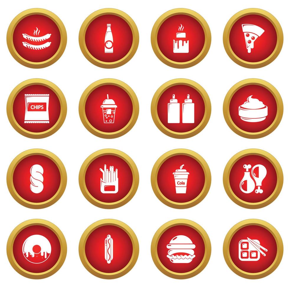 Fast food icons set, simple style vector