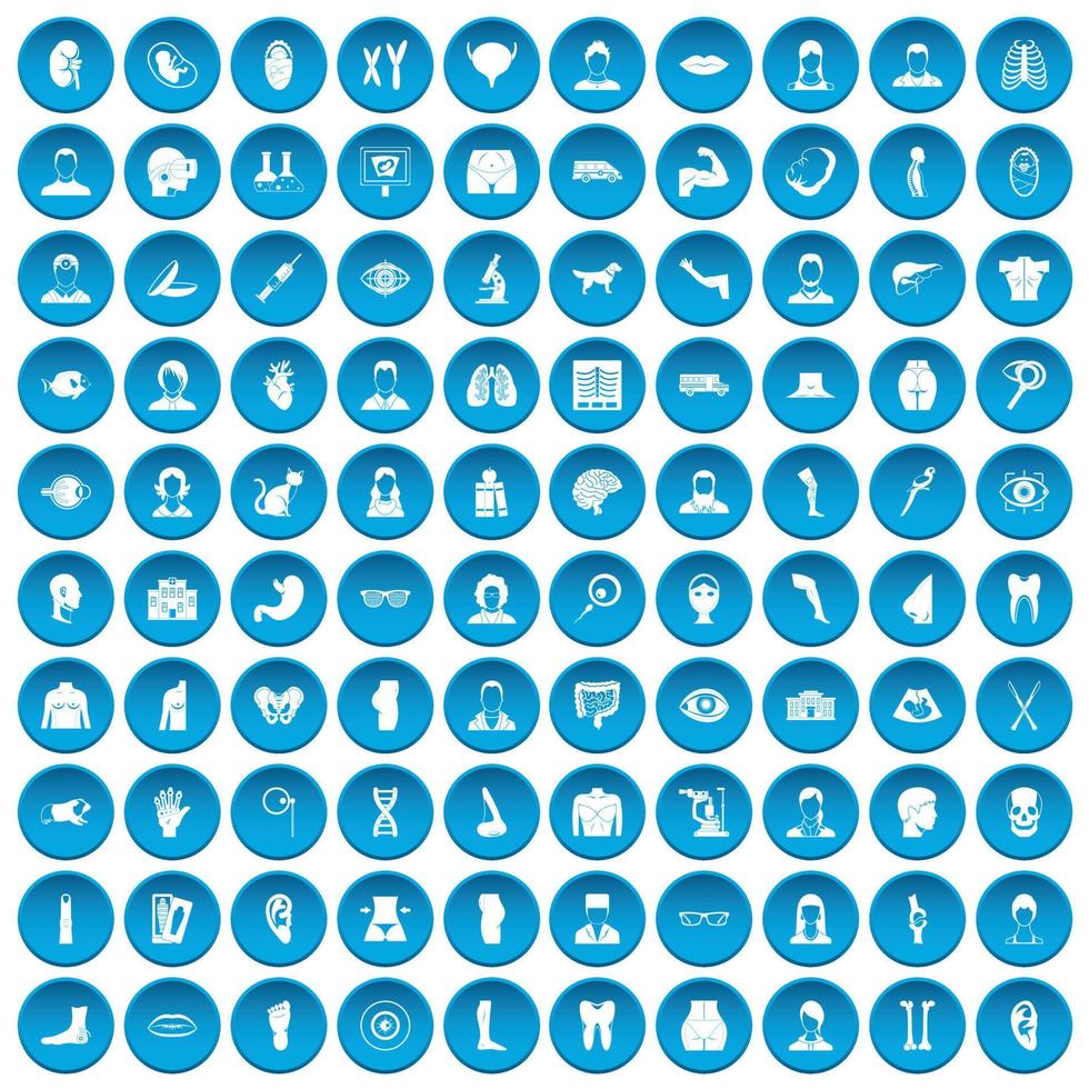 100 organ icons set blue vector