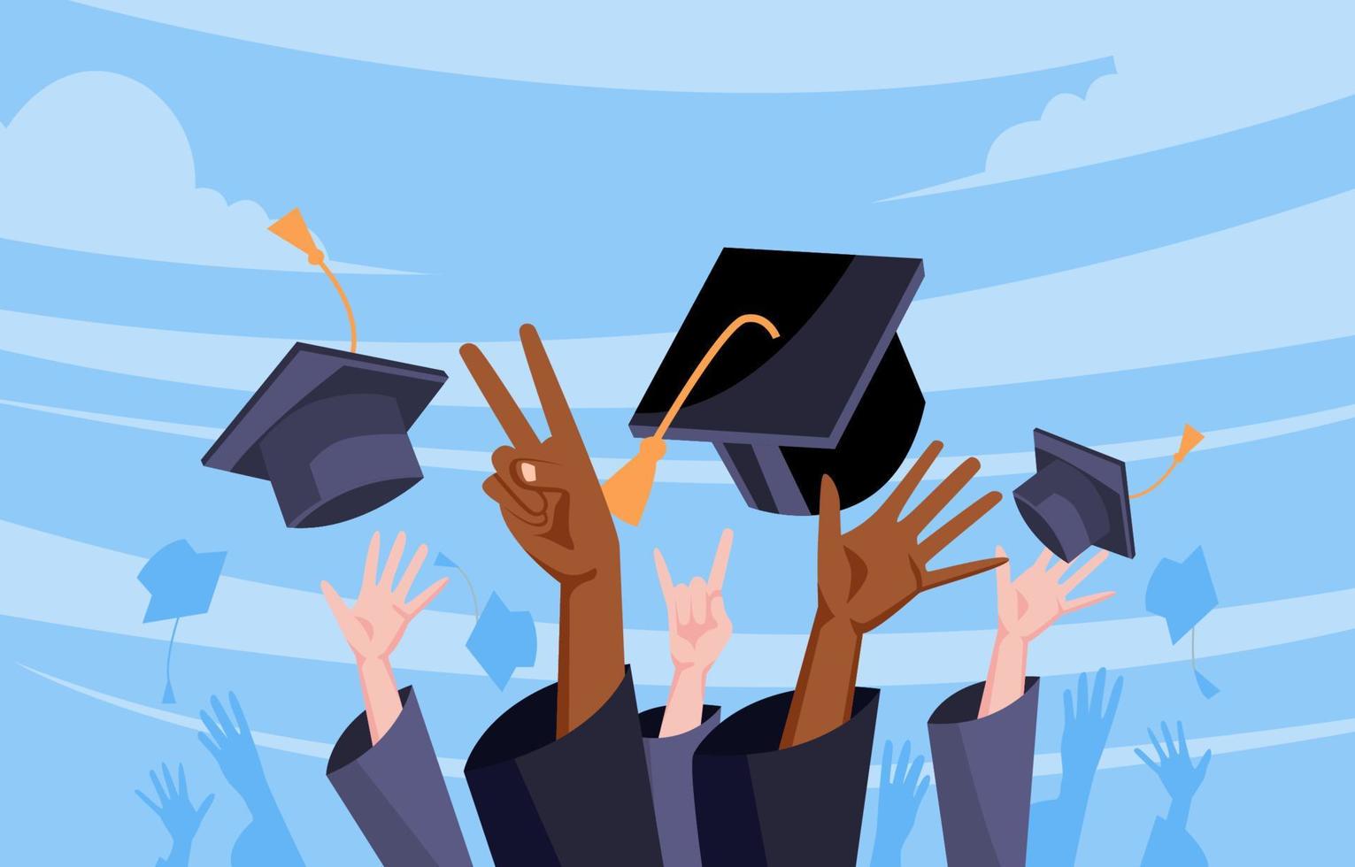 Hand Celebrate College Graduation Background vector