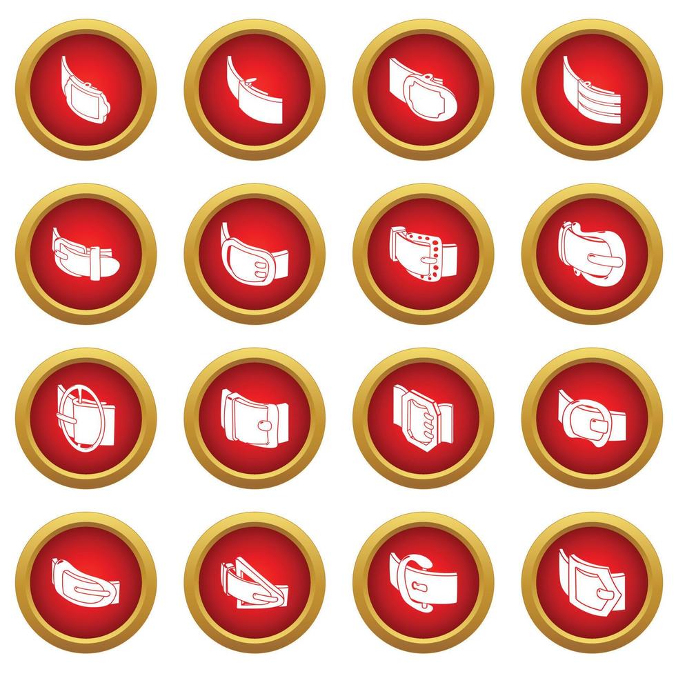 Belt buckle icons set, simple style vector