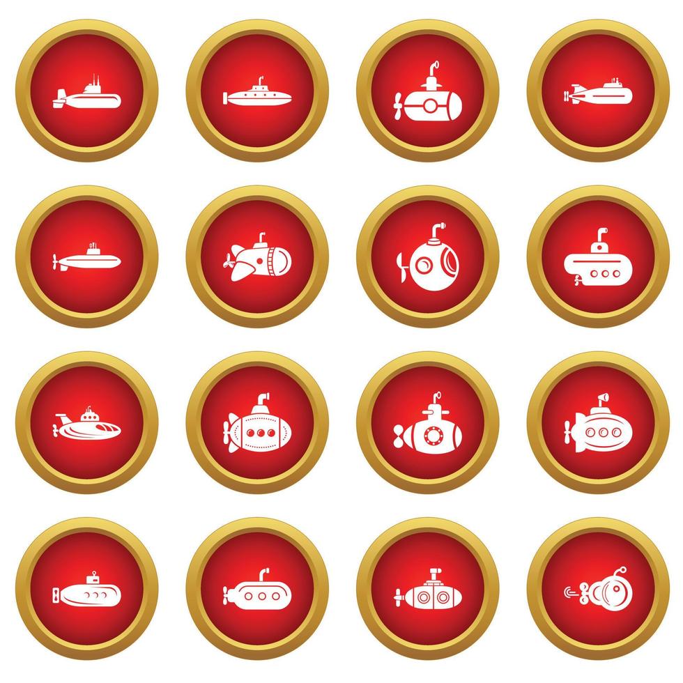 Submarine icons set, simple style vector