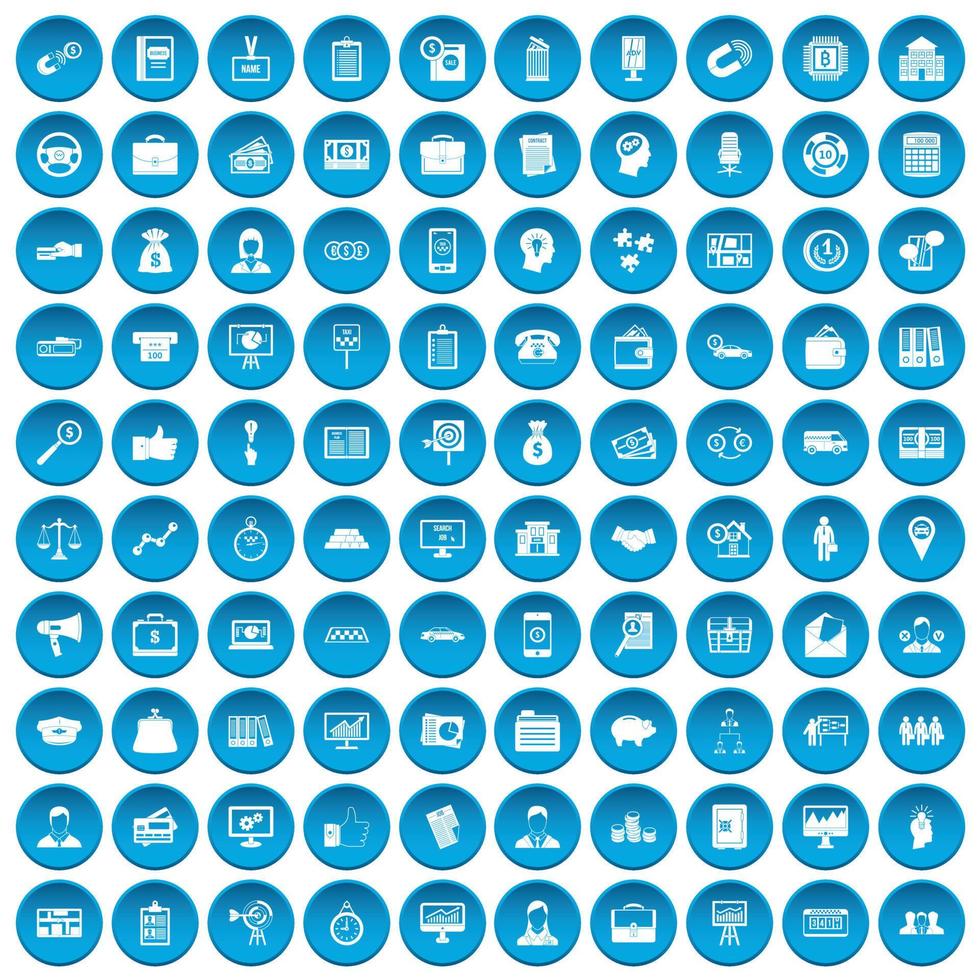 100 business group icons set blue vector