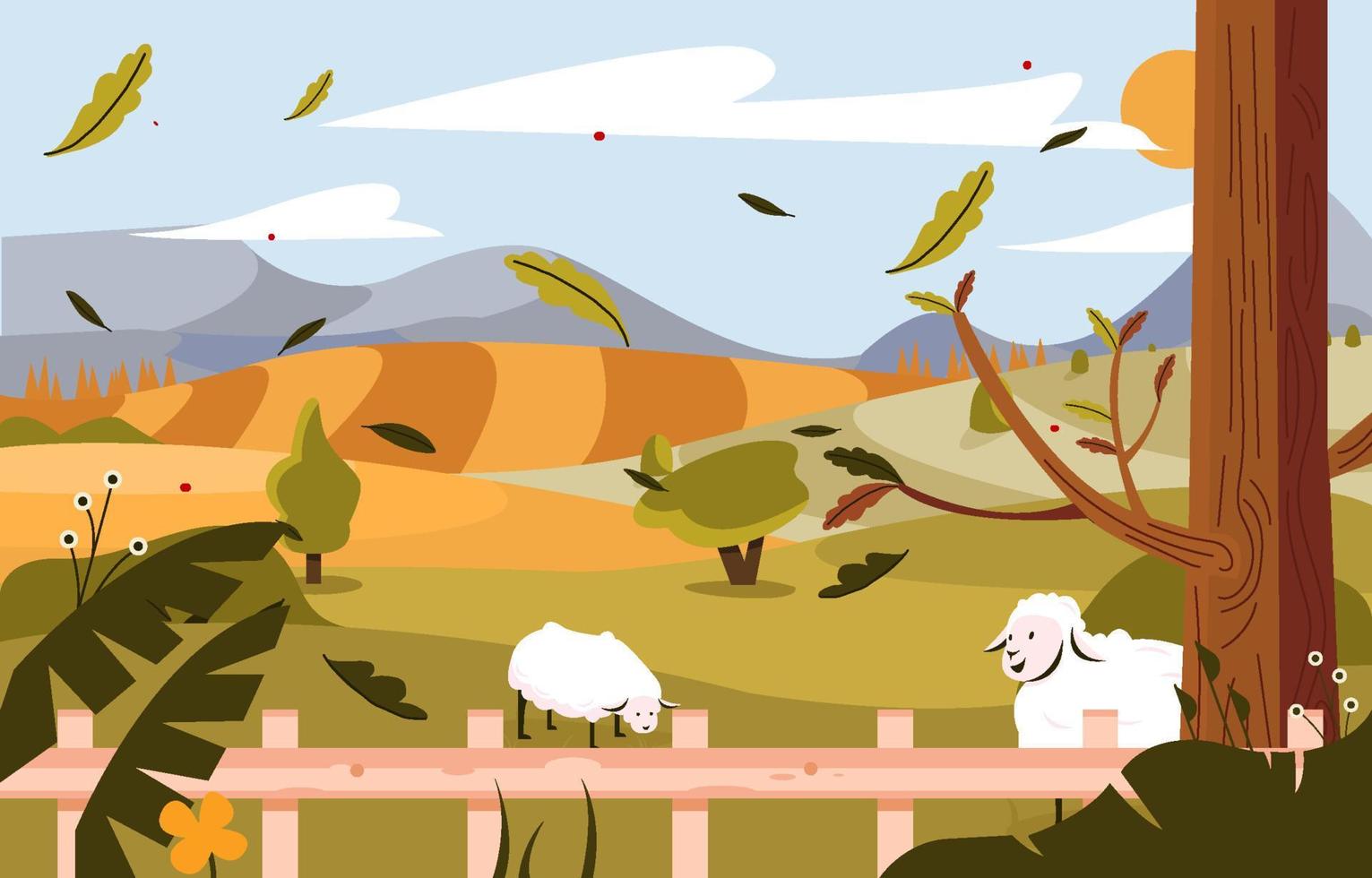 Fallen Leaves on A Farm Concept vector