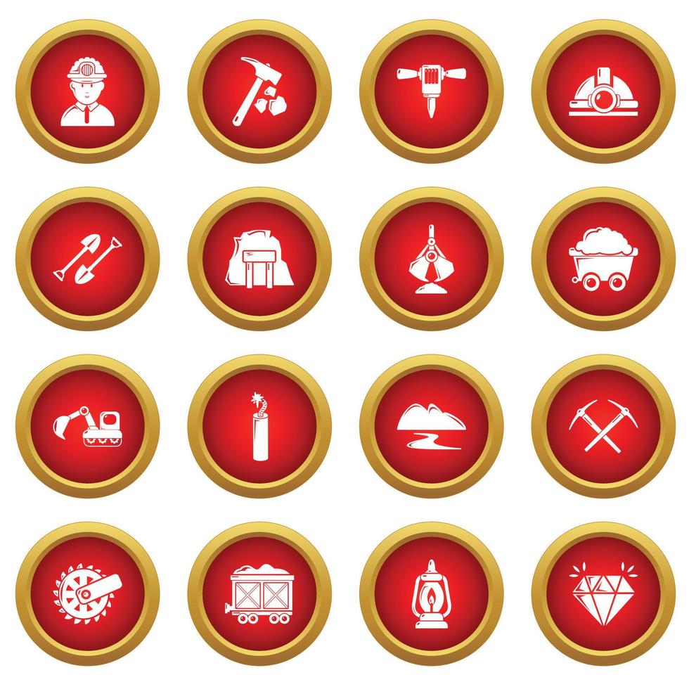 Mining minerals business icons set, simple style vector