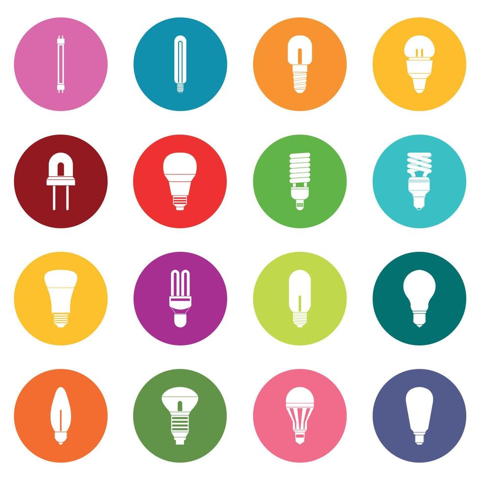 Light bulb icons many colors set vector