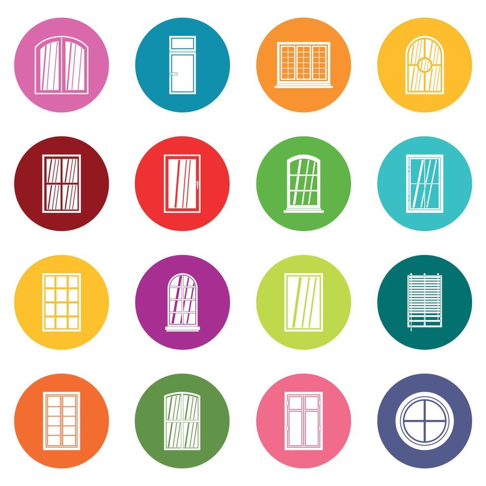Plastic window forms icons many colors set vector