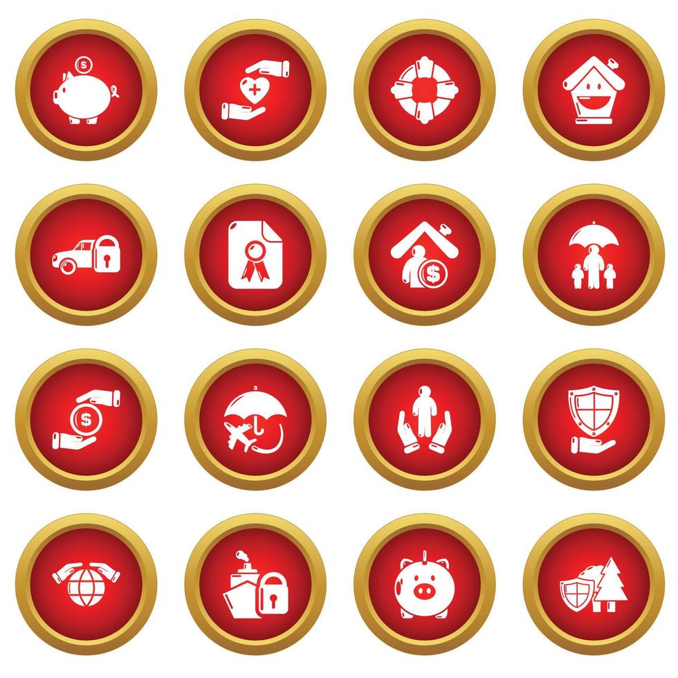 Insurance icons set, simple style vector