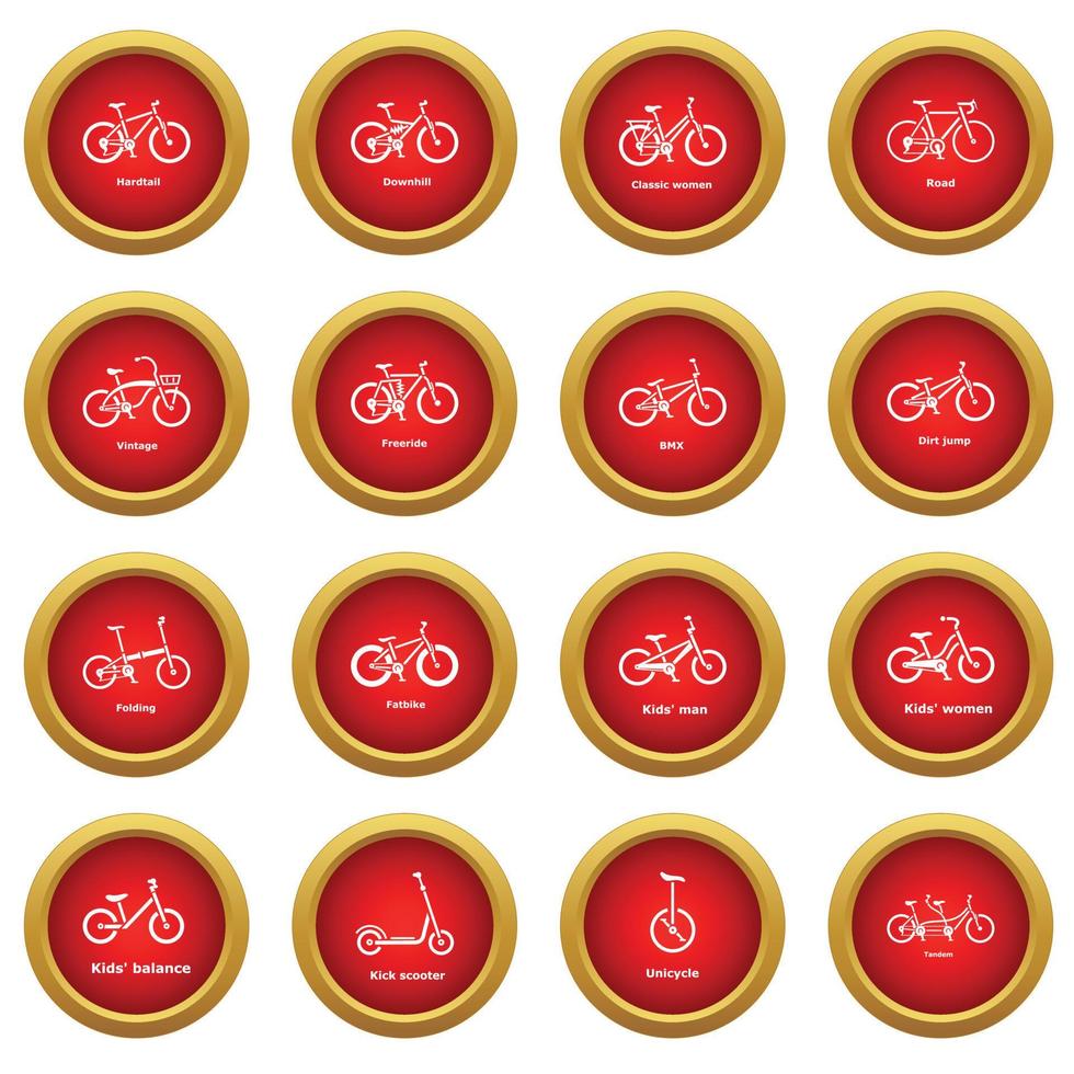 Bicycle types icons set, simple style vector