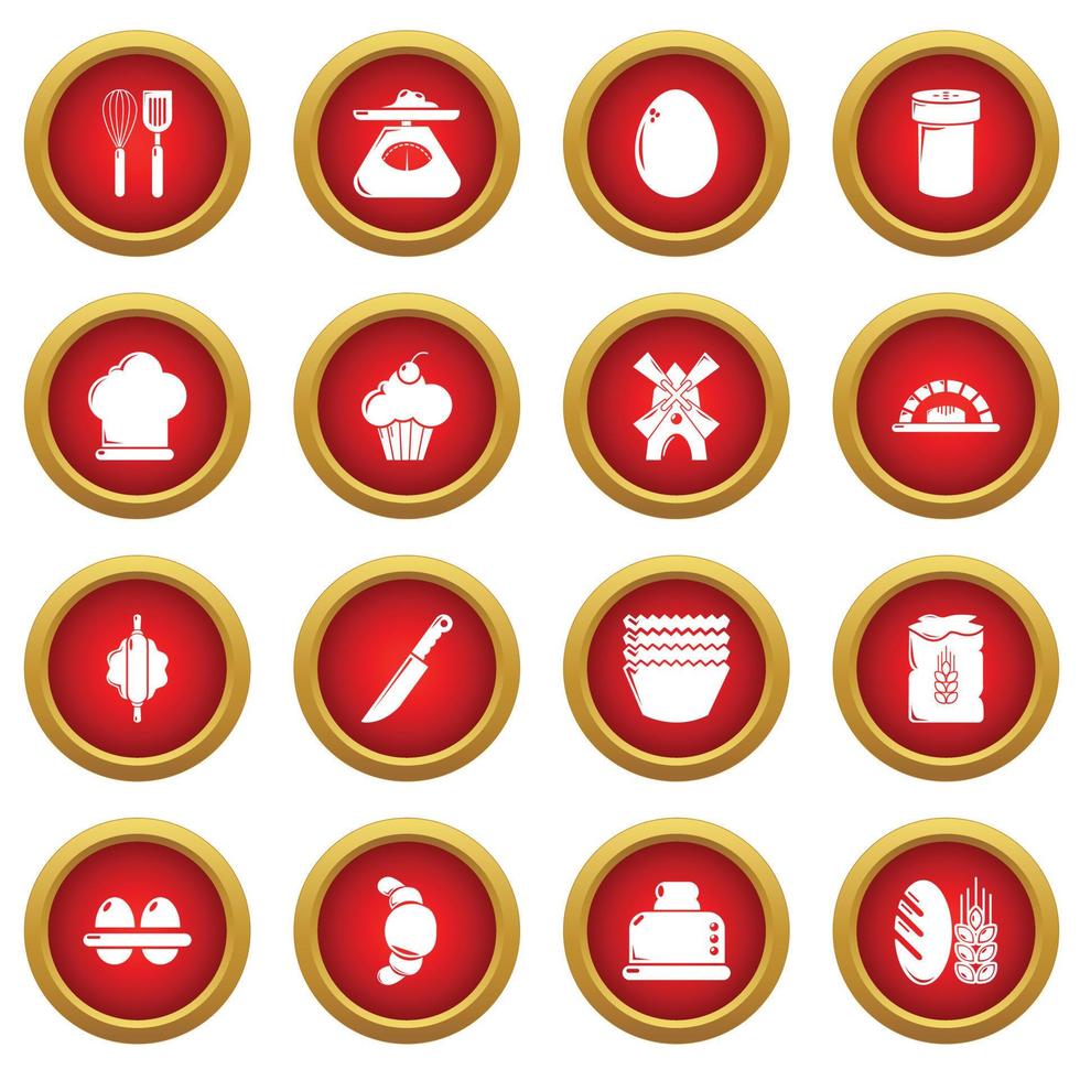 Bakery icons set, simple style vector