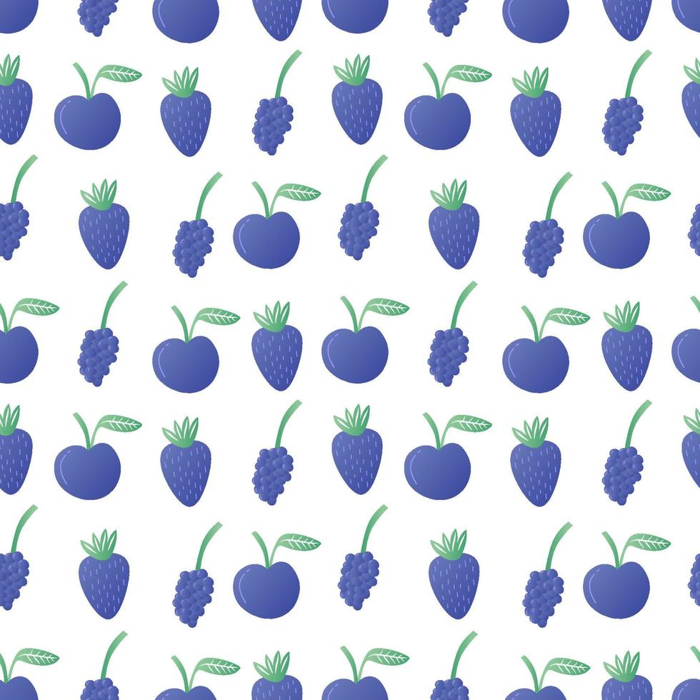 Blue fruit seamless pattern with grape and blueberry vector