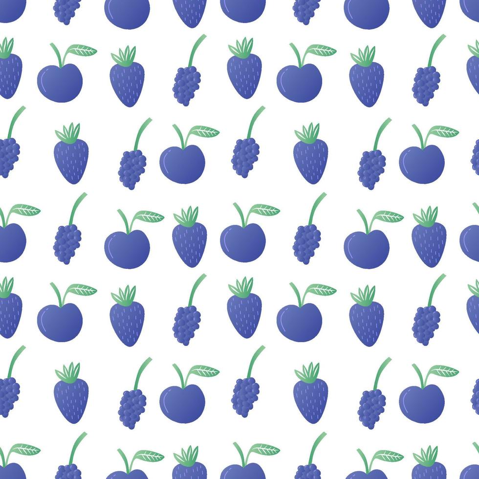 Blue fruit seamless pattern with grape and blueberry vector