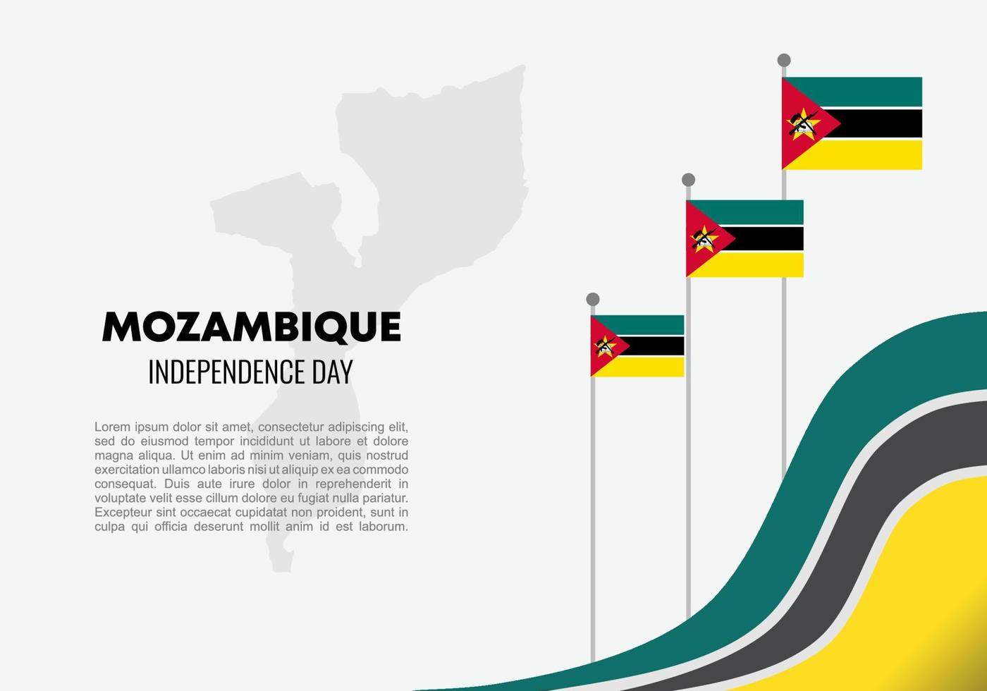 afiche de fondo del día de la independencia de mozambique para la celebración nacional el 25 de junio. vector