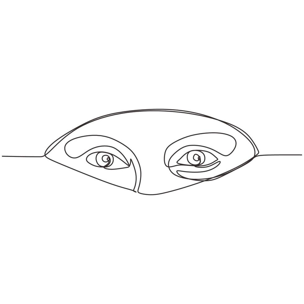 Continuous one line drawing of portrait of woman wearing hijab or niqab burka, Islamic scarf. vector