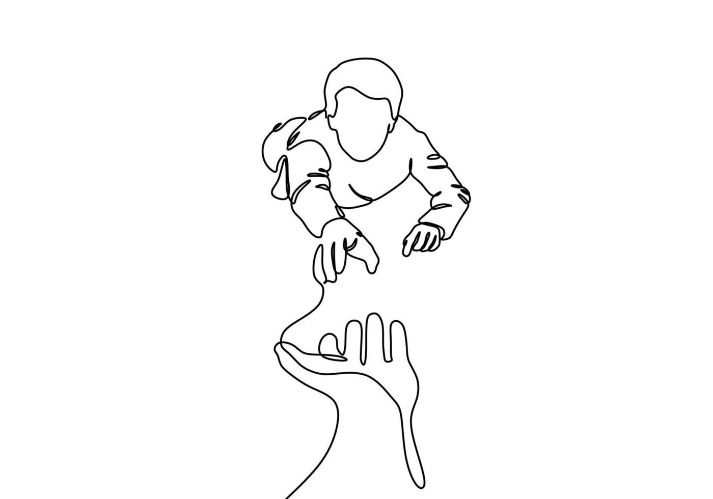 Continuous one line drawing of helping hand vector. Act of kindness theme. person help his friend vector