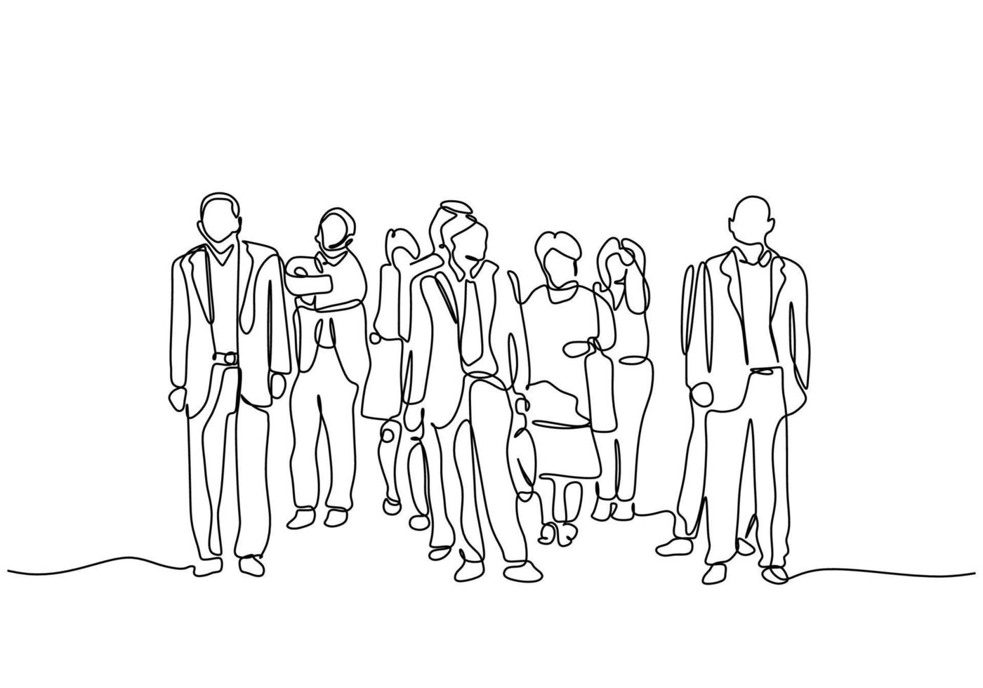 Continuous one line drawing of people after work. Urban commuters concept minimalism design vector illustration.