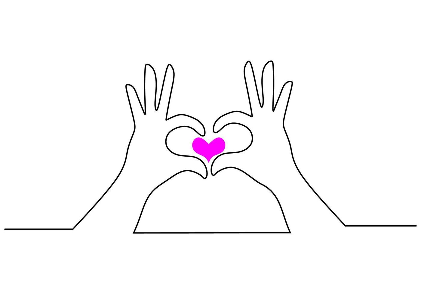 One continuous single line of hand make love pose for friendship day vector