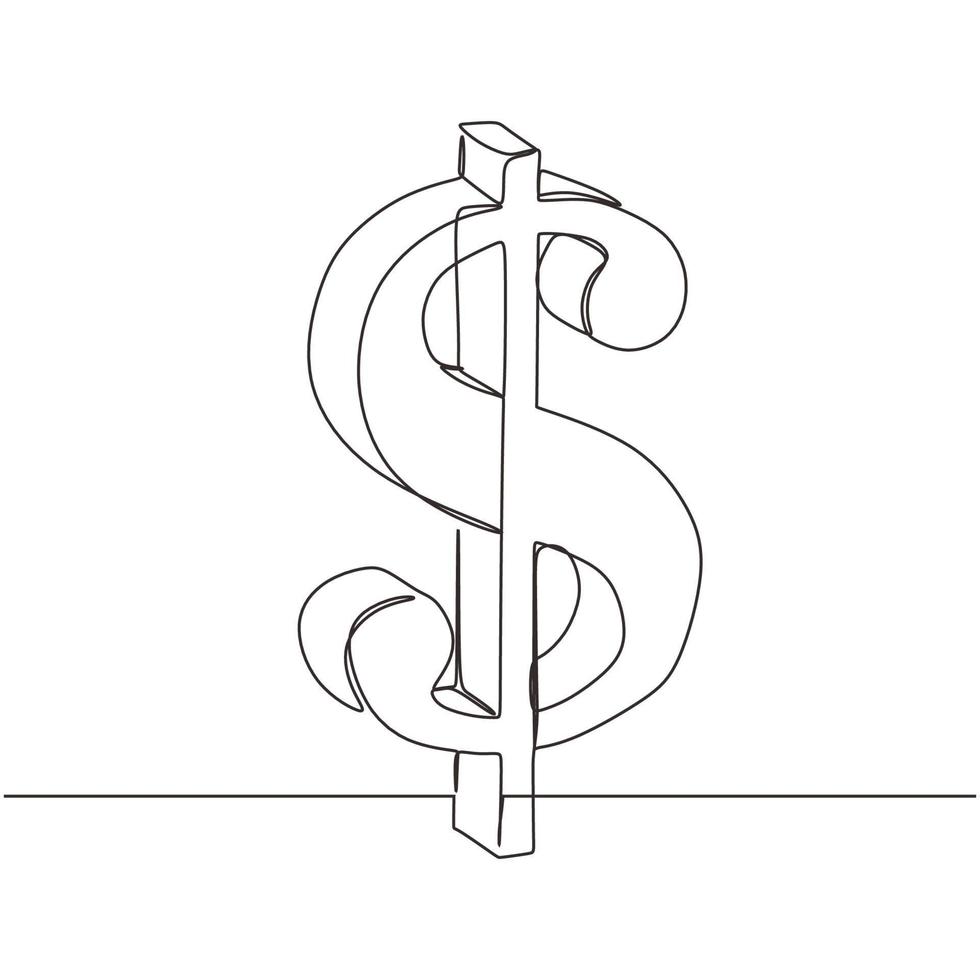 Continuous one line drawing of dollar symbol. Minimalism and simplicity hand drawn. vector