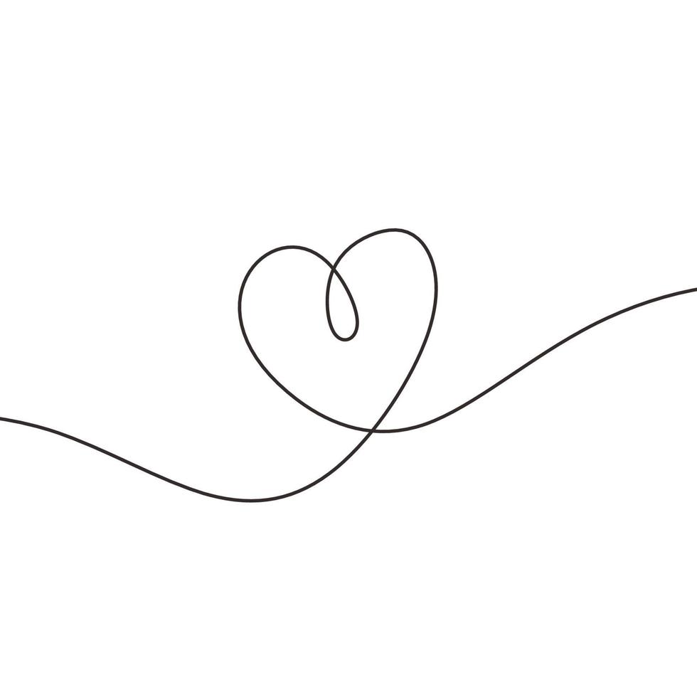 Heart one line drawing symbol. Vector minimalist design isolated on white background