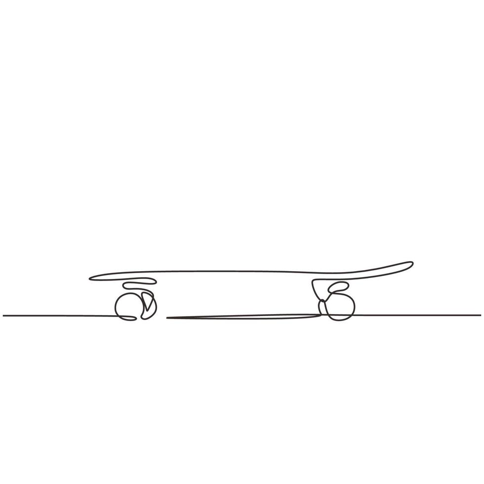 Continuous one line drawing of skateboard minimalism design vector illustration