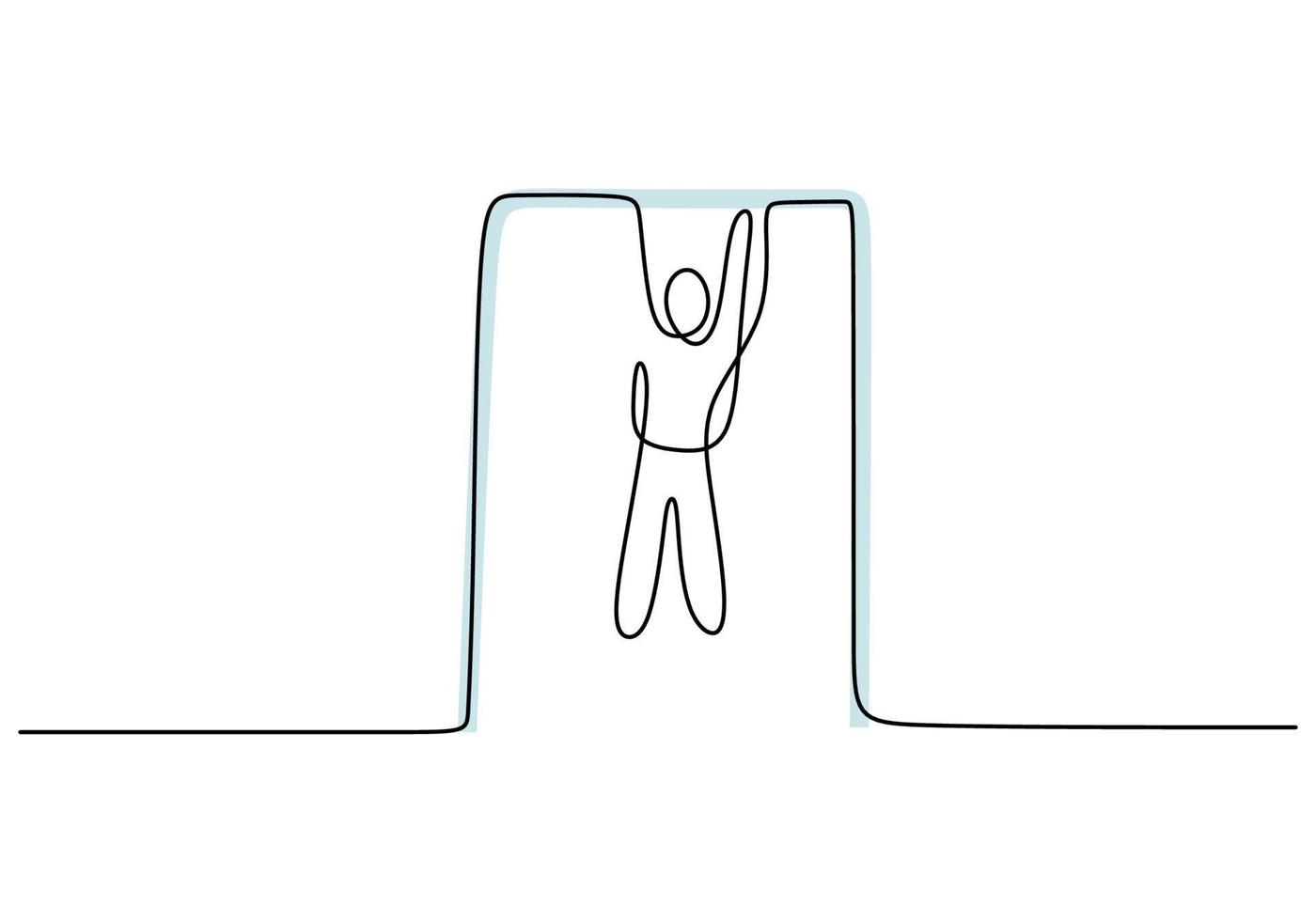 One continuous single line hand drawing of playgroup kid play hanging vector