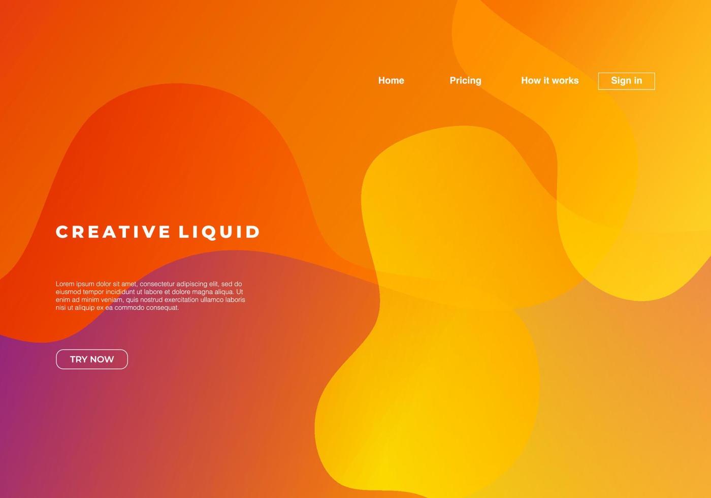 Creative liquid background for landing page template vector