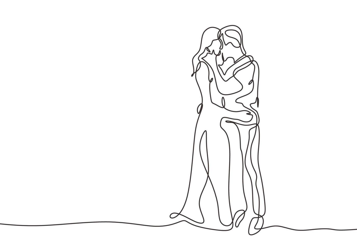 dibujo continuo de una línea del vector de besos de pareja. gente romántica minimalismo abstracto dibujado a mano