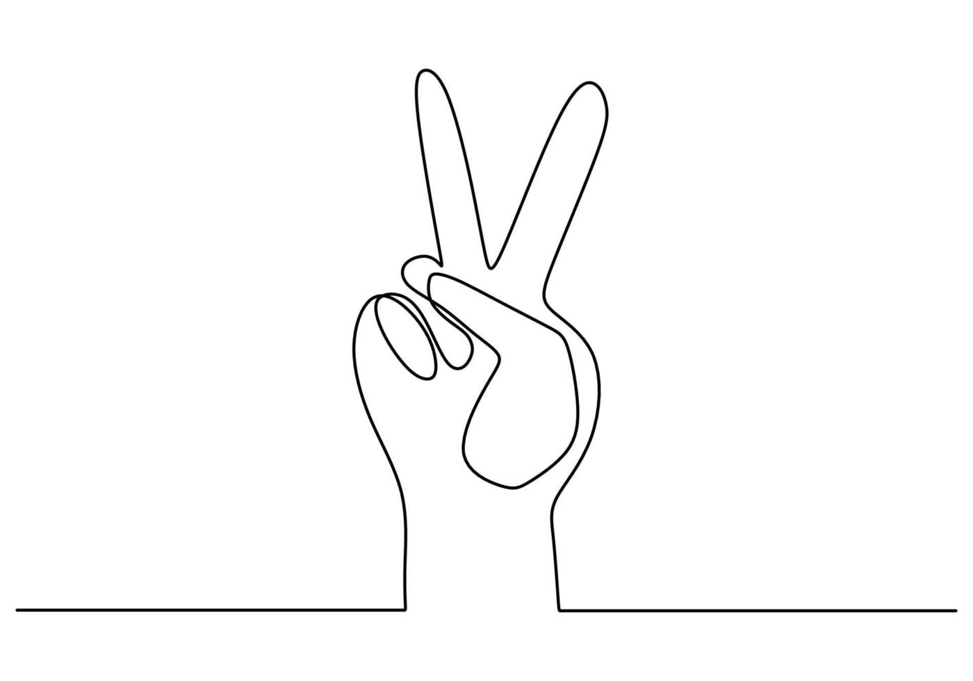 One continuous single line of hand in peace pose for friendship day vector