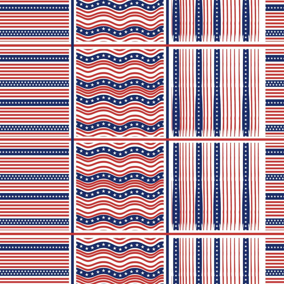 Set of seamless pattern of united states flag ornament vector