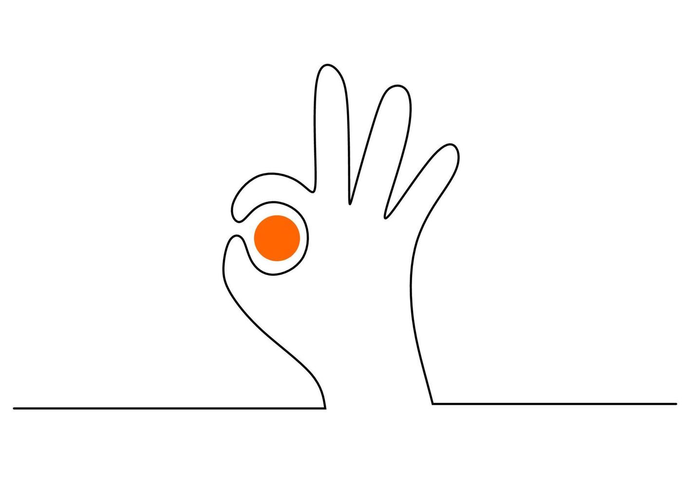 One continuous single line of hand make okay pose for friendship day vector