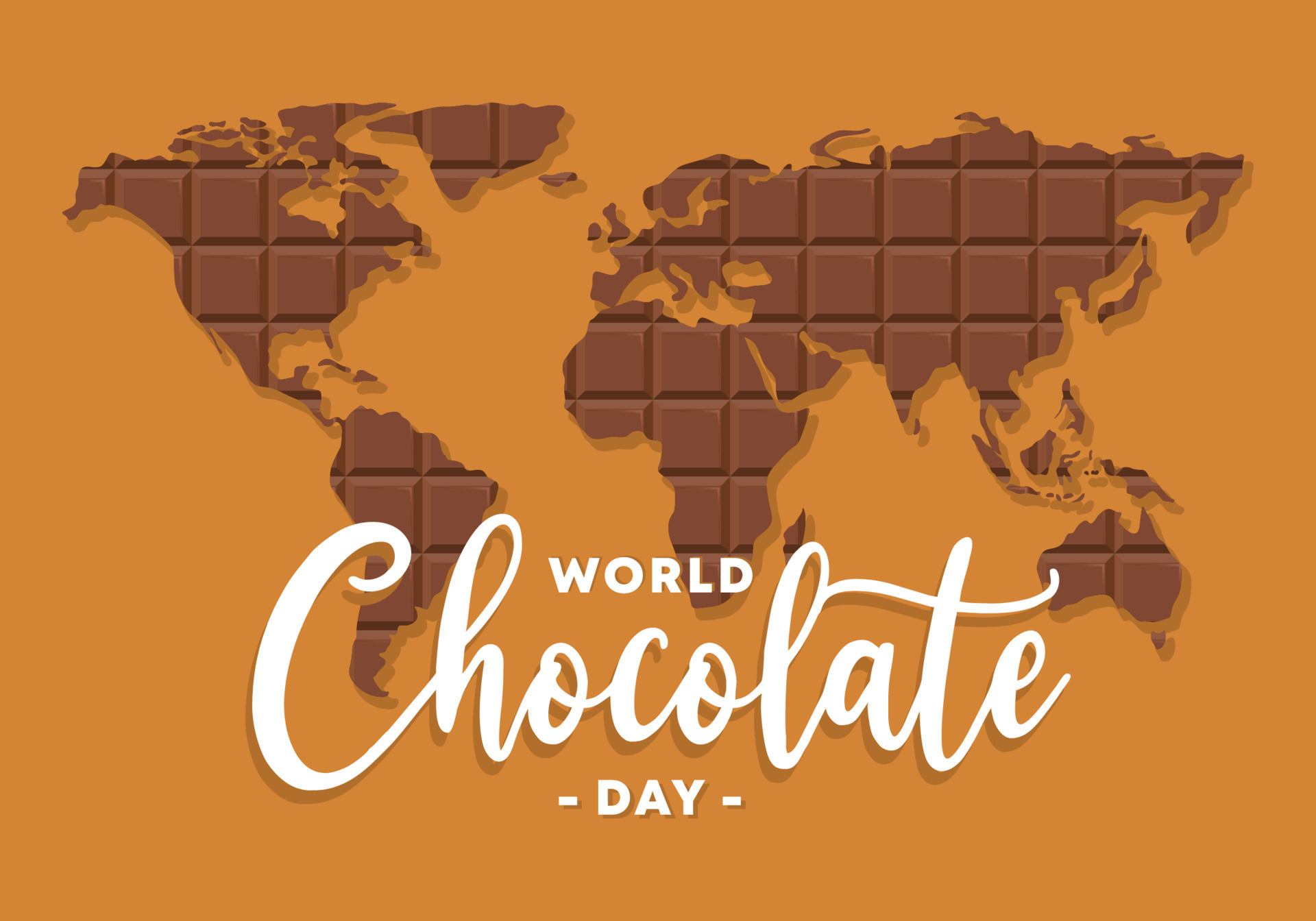 world chocolate day with world map and hand written text 8606457 Vector