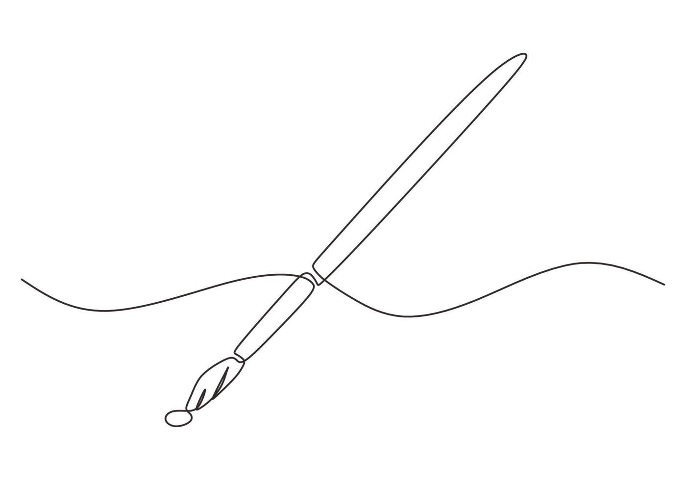 Paintbrush continuous one line drawing vector. Illustration of art brush tool for painter vector