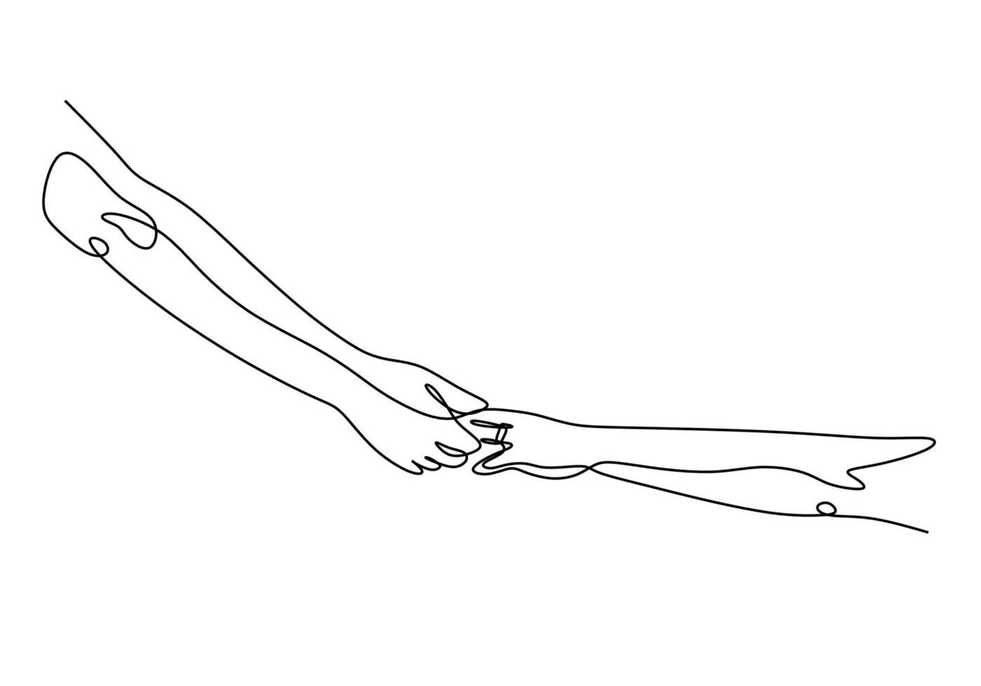 Continuous one line drawing of holding hands. Concept of share love and act of kindness vector